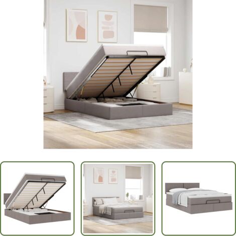 vidaXL Letto con stoccaggio -  Pouf Letto con Materasso Tortora 140x190 cm in Tessuto