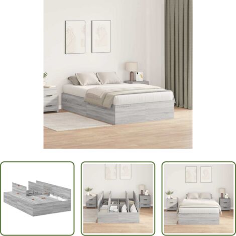 vidaXL Letto con stoccaggio -  Struttura letto con contenitore Grigio Sonoma 120 x 200 cm