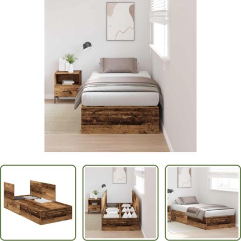 vidaXL Letto con stoccaggio -  Struttura letto con contenitore Legno vecchio 100 x 200 cm