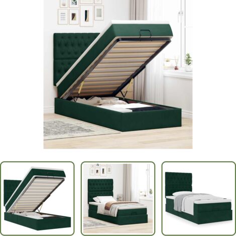 vidaXL Letto con stoccaggio -  Struttura Letto Pouf con Materassi 100x200 cm Velluto