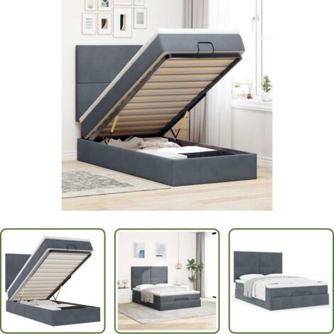 vidaXL Letto con stoccaggio -  Struttura Letto Pouf con Materassi 140x190 cm Velluto