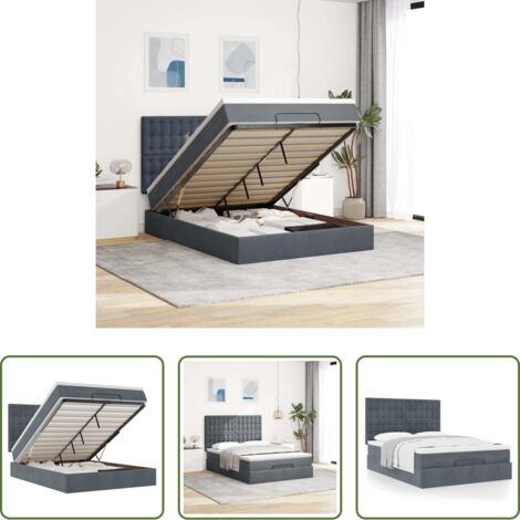 vidaXL Letto con stoccaggio -  Struttura Letto Pouf con Materassi 140x190 cm Velluto