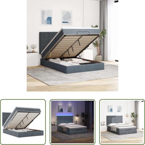 vidaXL Letto con stoccaggio -  Struttura Letto Pouf con Materassi 140x190 cm Velluto
