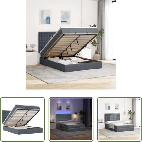 vidaXL Letto con stoccaggio -  Struttura Letto Pouf con Materassi 140x200 cm in Velluto