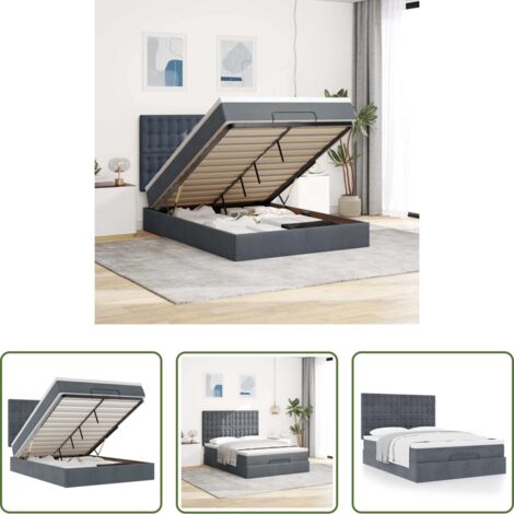 vidaXL Letto con stoccaggio -  Struttura Letto Pouf con Materassi 140x200 cm in Velluto