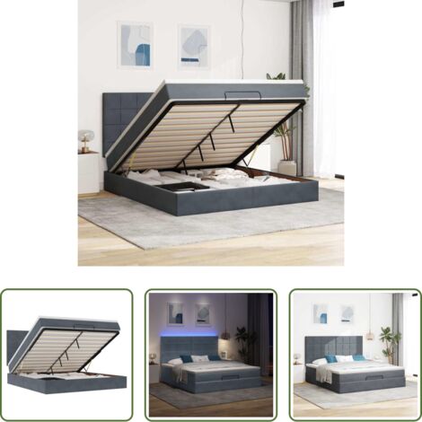 vidaXL Letto con stoccaggio -  Struttura Letto Pouf con Materassi 160x200 cm in Velluto