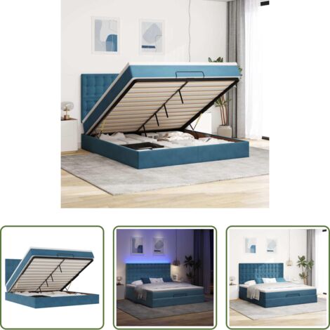 vidaXL Letto con stoccaggio -  Struttura Letto Pouf con Materassi 160x200 cm Velluto