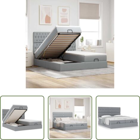 vidaXL Letto con stoccaggio -  Struttura Letto Pouf con Materassi 200x200 cm in Tessuto