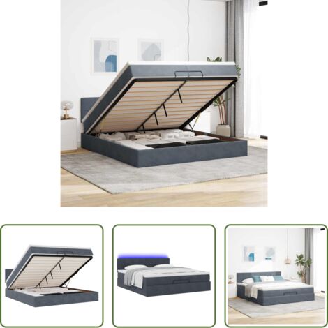 vidaXL Letto con stoccaggio -  Struttura Letto Pouf con Materassi 200x200 cm Velluto