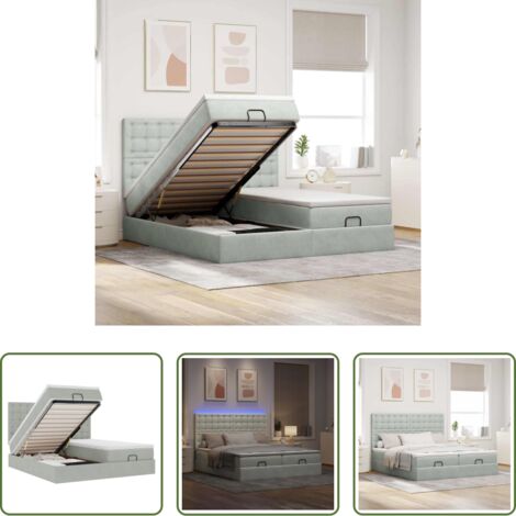 vidaXL Letto con stoccaggio -  Struttura Letto Pouf con Materassi 200x200 cm Velluto