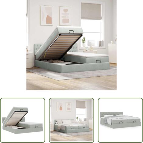 vidaXL Letto con stoccaggio -  Struttura Letto Pouf con Materassi 200x200 cm Velluto