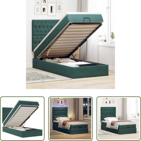 vidaXL Letto con stoccaggio -  Struttura Letto Pouf con Materassi 90x190 cm in Velluto