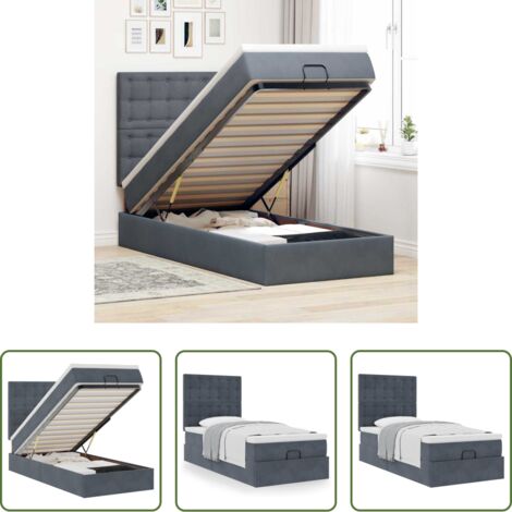 vidaXL Letto con stoccaggio -  Struttura Letto Pouf con Materassi 90x190 cm in Velluto