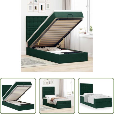 vidaXL Letto con stoccaggio -  Struttura Letto Pouf con Materassi 90x200 cm in Velluto