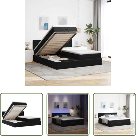 vidaXL Letto con stoccaggio -  Struttura Letto Pouf con Materassi Nero 160x200 cm in Velluto
