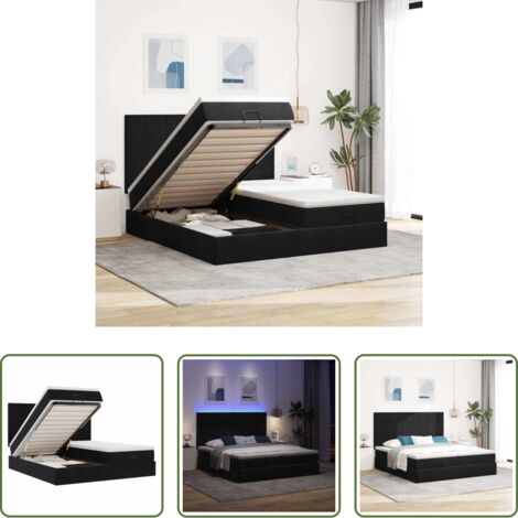 vidaXL Letto con stoccaggio -  Struttura Letto Pouf con Materassi Nero 200x200 cm Velluto