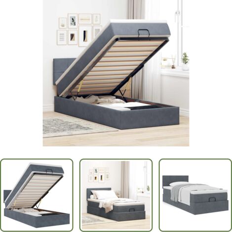 vidaXL Letto con stoccaggio -  Struttura Letto Pouf con Materasso 100x200 cm Velluto