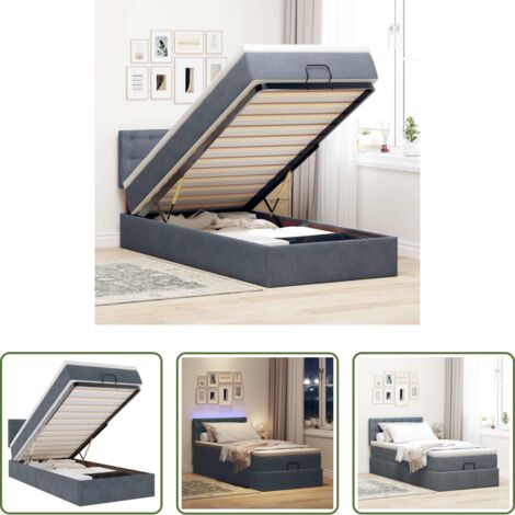 vidaXL Letto con stoccaggio -  Struttura Letto Pouf con Materasso 100x200 cm Velluto