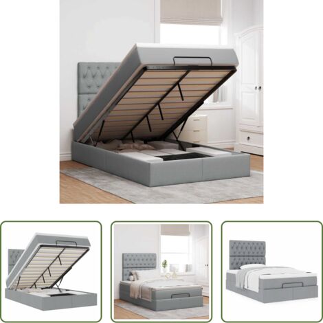 vidaXL Letto con stoccaggio -  Struttura Letto Pouf con Materasso 120x190 cm in Tessuto