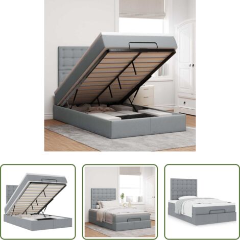vidaXL Letto con stoccaggio -  Struttura Letto Pouf con Materasso 120x190 cm in Tessuto