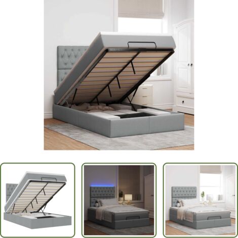 vidaXL Letto con stoccaggio -  Struttura Letto Pouf con Materasso 120x190 cm in Tessuto