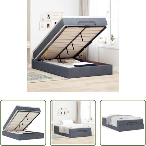 vidaXL Letto con stoccaggio -  Struttura Letto Pouf con Materasso 120x200 cm Velluto