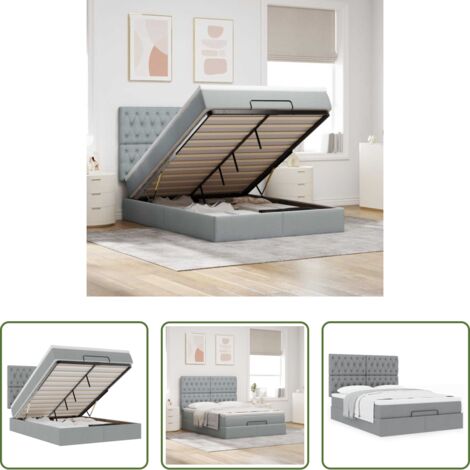 vidaXL Letto con stoccaggio -  Struttura Letto Pouf con Materasso 140x190 cm in Tessuto