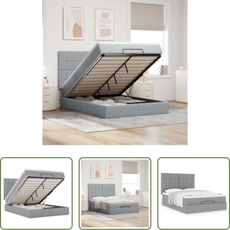 vidaXL Letto con stoccaggio -  Struttura Letto Pouf con Materasso 140x190 cm in Tessuto