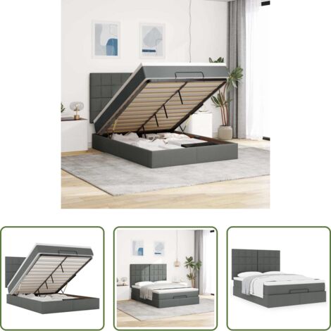 vidaXL Letto con stoccaggio -  Struttura Letto Pouf con Materasso 140x190 cm in Tessuto