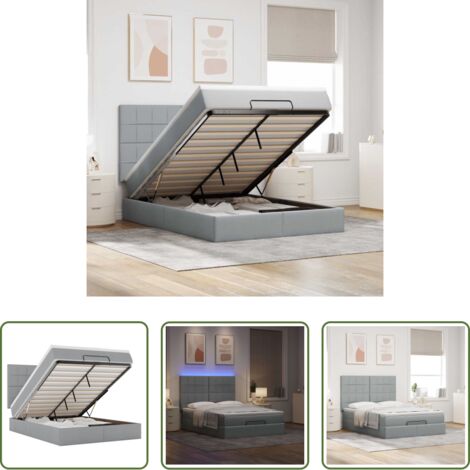 vidaXL Letto con stoccaggio -  Struttura Letto Pouf con Materasso 140x190 cm in Tessuto