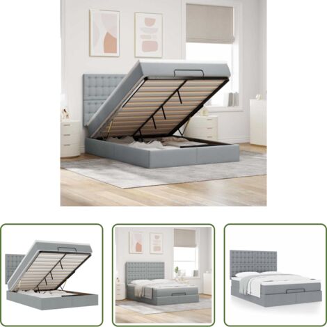vidaXL Letto con stoccaggio -  Struttura Letto Pouf con Materasso 140x190 cm in Tessuto