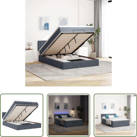 vidaXL Letto con stoccaggio -  Struttura Letto Pouf con Materasso 140x190 cm Velluto