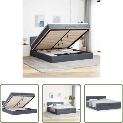 vidaXL Letto con stoccaggio -  Struttura Letto Pouf con Materasso 160x200 cm in Velluto