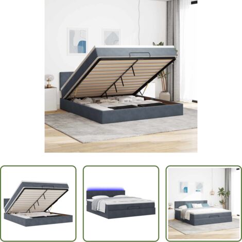 vidaXL Letto con stoccaggio -  Struttura Letto Pouf con Materasso 160x200 cm in Velluto