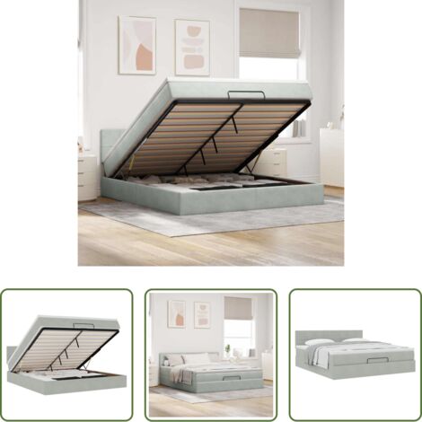 vidaXL Letto con stoccaggio -  Struttura Letto Pouf con Materasso 160x200 cm in Velluto