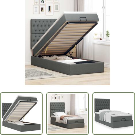 vidaXL Letto con stoccaggio -  Struttura Letto Pouf con Materasso 180x200 cm in Tessuto