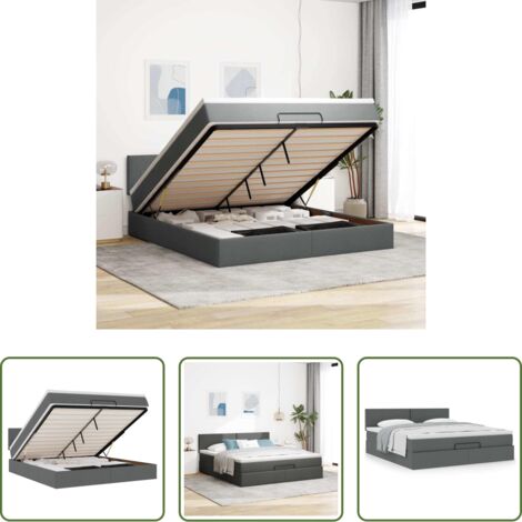 vidaXL Letto con stoccaggio -  Struttura Letto Pouf con Materasso 180x200 cm in Tessuto