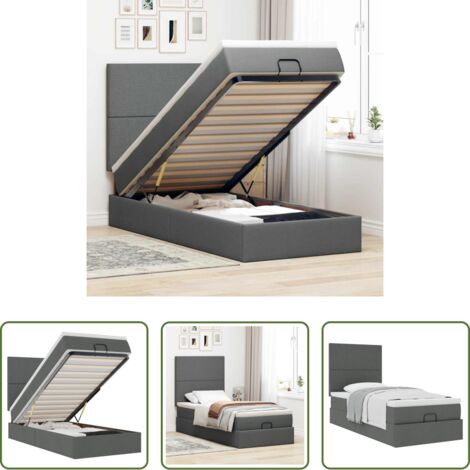 vidaXL Letto con stoccaggio -  Struttura Letto Pouf con Materasso 180x200 cm in Tessuto