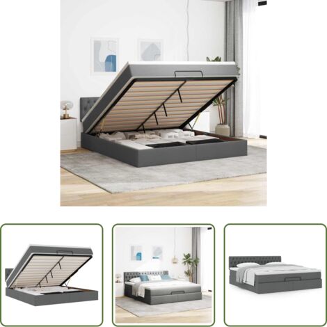 vidaXL Letto con stoccaggio -  Struttura Letto Pouf con Materasso 180x200 cm in Tessuto