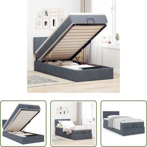 vidaXL Letto con stoccaggio -  Struttura Letto Pouf con Materasso 180x200 cm in Velluto