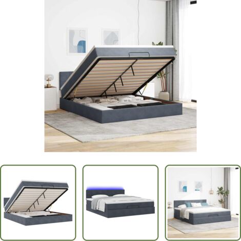 vidaXL Letto con stoccaggio -  Struttura Letto Pouf con Materasso 180x200 cm in Velluto