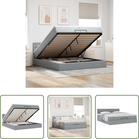 vidaXL Letto con stoccaggio -  Struttura Letto Pouf con Materasso 200x200 cm in Tessuto