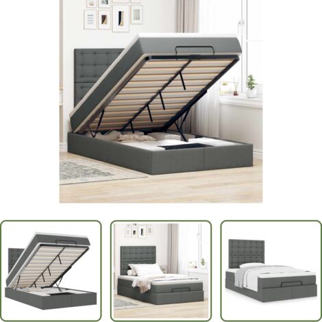 vidaXL Letto con stoccaggio -  Struttura Letto Pouf con Materasso 80x200 cm in Tessuto
