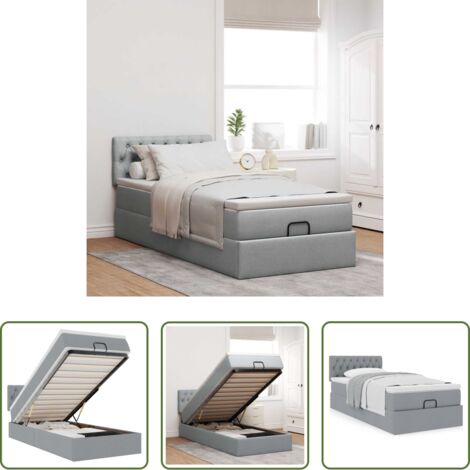 vidaXL Letto con stoccaggio -  Struttura Letto Pouf con Materasso 80x200 cm in Tessuto