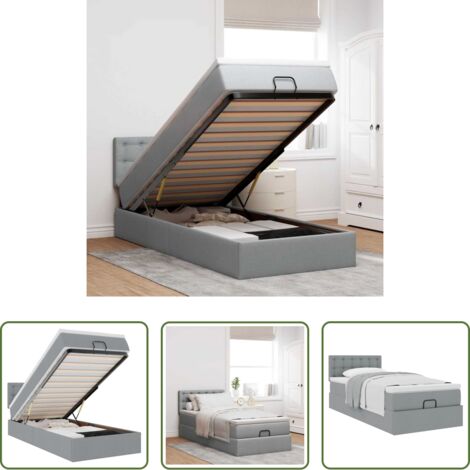 vidaXL Letto con stoccaggio -  Struttura Letto Pouf con Materasso 90x190 cm in Tessuto