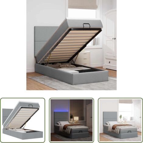 vidaXL Letto con stoccaggio -  Struttura Letto Pouf con Materasso 90x190 cm in Tessuto