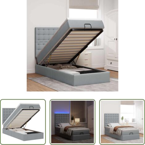 vidaXL Letto con stoccaggio -  Struttura Letto Pouf con Materasso 90x190 cm in Tessuto