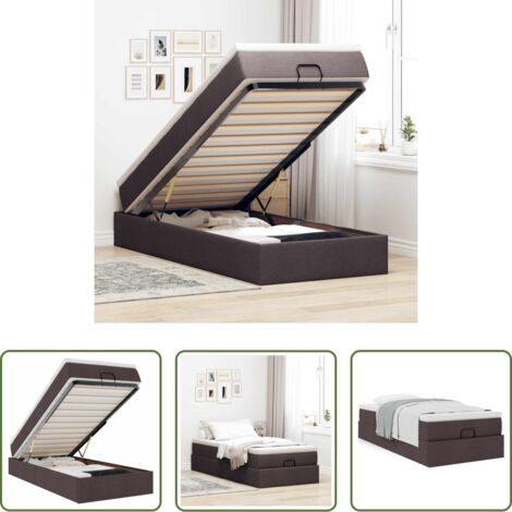 vidaXL Letto con stoccaggio -  Struttura Letto Pouf con Materasso 90x200 cm in Tessuto