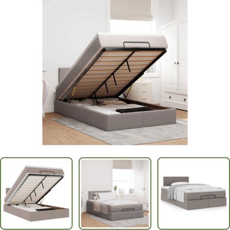 vidaXL Letto con stoccaggio -  Struttura Letto Pouf con Materasso Tortora 120x190 cm Tessuto