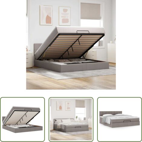 vidaXL Letto con stoccaggio -  Struttura Letto Pouf con Materasso Tortora 180x200cm in Tessuto